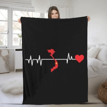 Discover Vietnam Heartbeat Gift Fleece Blankets
