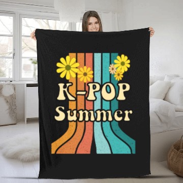 Discover K-Pop Summer with retro colors and flowers Fleece Blankets