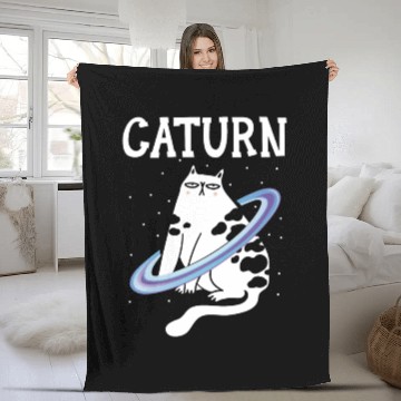 Discover Caturn Cat Owner Saturn Astronomer Astronomy Fleece Blankets