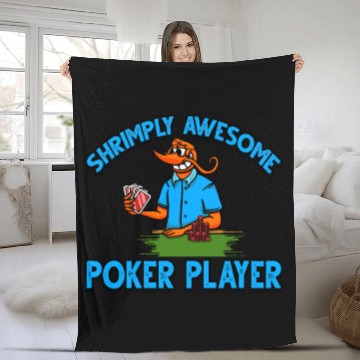 Discover Funny Shrimp/Prawn Pun. Shrimply Awesome Poker Fleece Blankets