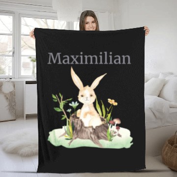 Discover Waldtier Reh Hase Hedgehog Flowers Name Maximilian Fleece Blankets