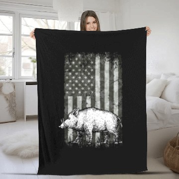 Discover Patriotic Wild Boar Hunting Season For Hog Fleece Blankets