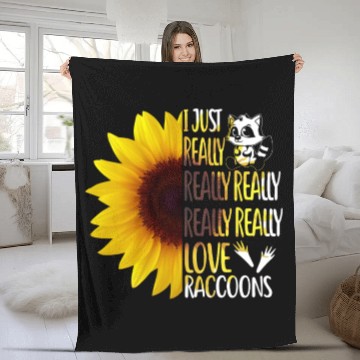 Discover I Just Really Really Love Raccoons Funny Sunflower Fleece Blankets