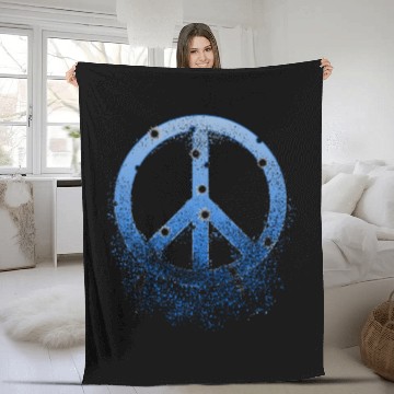 Discover Blue Peace Sign Bullet Holes Disintegrates Fleece Blankets