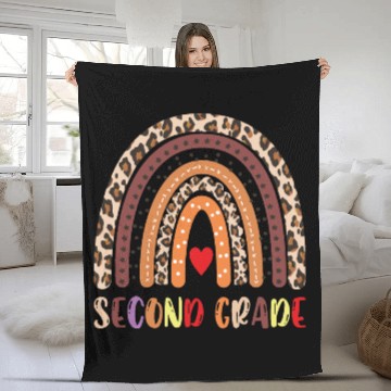 Discover Second Grade Teacher Leopard Rainbow Fleece Blankets