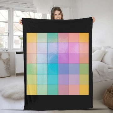 Discover Rainbow Shimmer Multi Squares Pattern Fleece Blankets