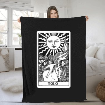 Discover You Only Live Once Sun Tarot Card Parody Fleece Blankets