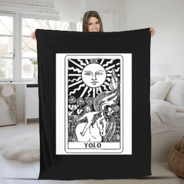 Discover You Only Live Once Sun Tarot Card Parody Fleece Blankets