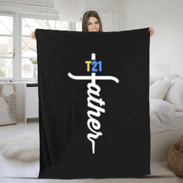 Discover T21 Father Christian Cross Proud Dad Down Fleece Blankets