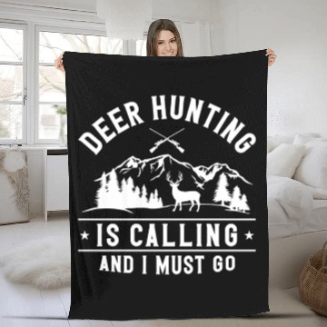 Discover Buck Deer Hunting Hunter Deer Fleece Blankets