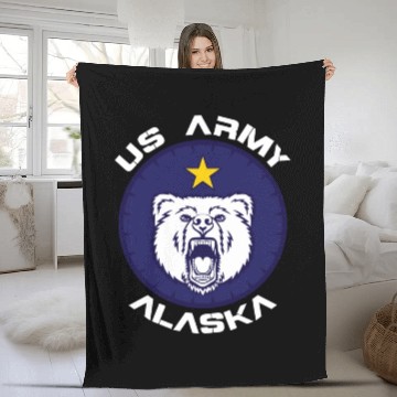 Discover Us Army Alaska Polar Bear Patch Fleece Blankets