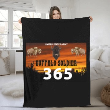 Discover US Army Buffalo Soldier 365 w Buffalo Head Center Fleece Blankets