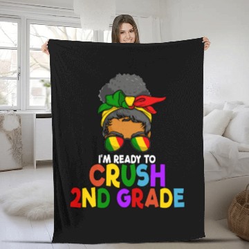 Discover Juneteenth Messy Bun I'm Ready To Crush 2nd Grade Fleece Blankets