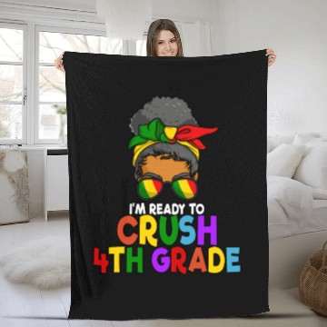 Discover Juneteenth Messy Bun I'm Ready To Crush 4th Grade Fleece Blankets