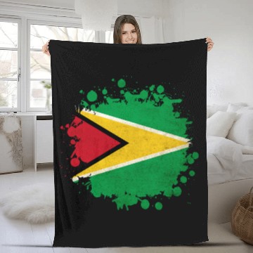 Discover Guyana flag blob Fleece Blankets