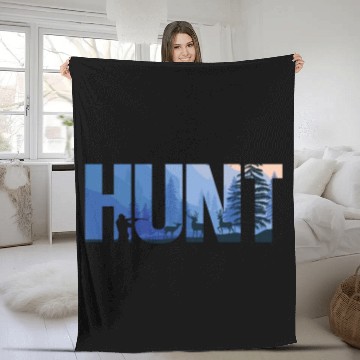 Discover Buck Deer Hunting Hunter Hunt Fleece Blankets