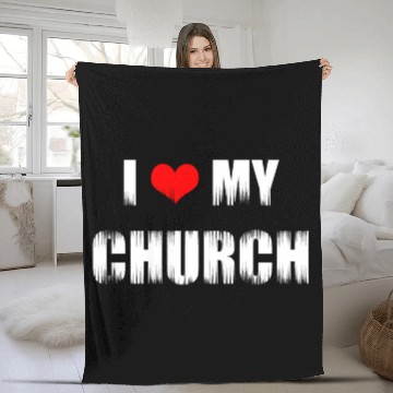Discover Christian Gift I Love My Church Christian Fleece Blankets