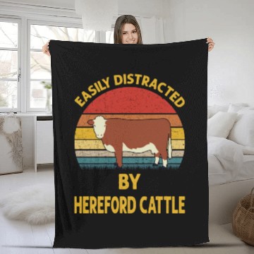 Discover Easily Distracted By Hereford cattle Cow Lovers Fleece Blankets