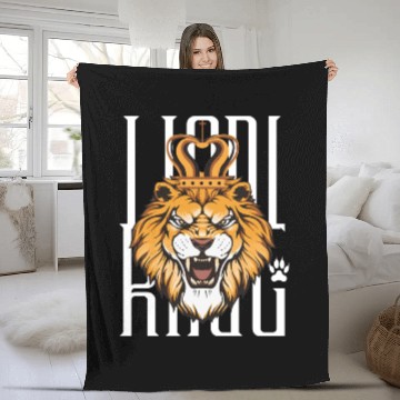 Discover Black and Orange Illustrated Lion King Fleece Blankets
