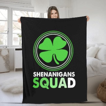 Discover St Patrick Day Clover Shenanigans Squad Fleece Blankets