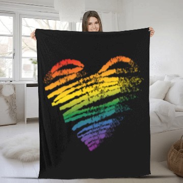 Discover LGBT Gay Lesbian Pride Month Heart Flag Fleece Blankets