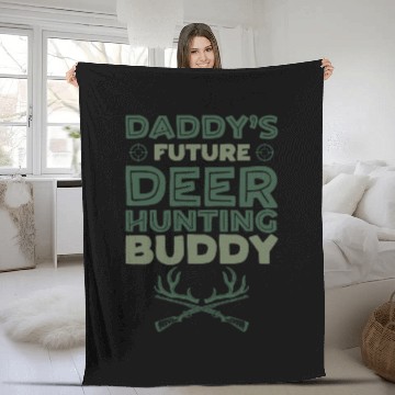 Discover Buck Deer Hunting Hunter Kid Fleece Blankets