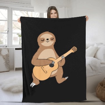 Discover Sloth Playing Guitar for Guitar Player Fleece Blankets