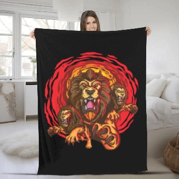 Discover Angry Lion Face Fleece Blankets