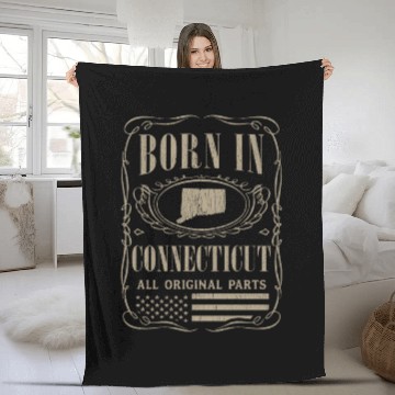 Discover Vintage America US States Born Connecticut Fleece Blankets
