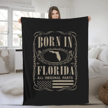 Discover Vintage America US States Born Florida Fleece Blankets