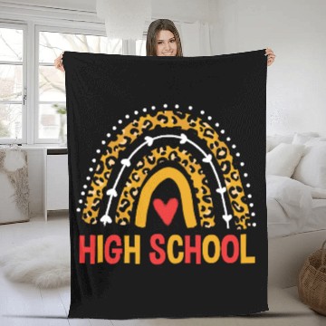 Discover Back To School Leopard High School Rainbow Fleece Blankets