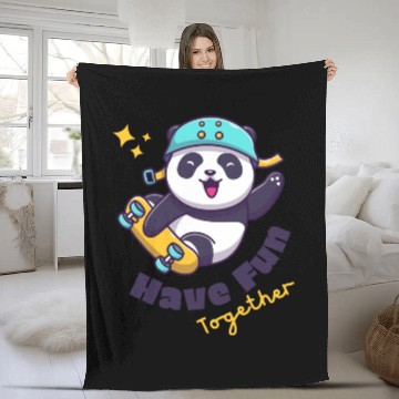 Discover White Illustration Fun Cute Panda Fleece Blankets