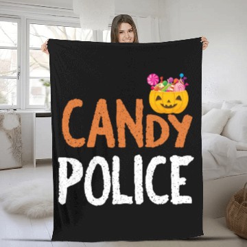 Discover Candy Police Funny Halloween Trick Or Treat Fleece Blankets