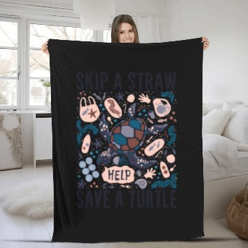 Discover Skip a Straw Save a Turtle Fleece Blankets