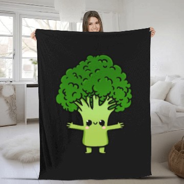 Discover Kawaii Broccoli For Broccoli Lover Fleece Blankets