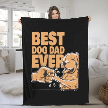 Discover Best Dog Dad Ever Golden Redriever Dog Lover Fleece Blankets
