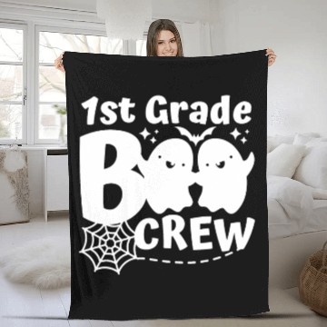 Discover 1st Grade Boo Crew Halloween First Day School Fleece Blankets