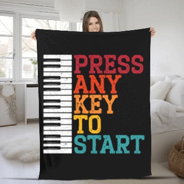 Discover Press Any Key To Start Piano Player Musician Music Fleece Blankets