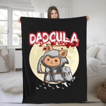 Discover Dadcula Dracula Vampire Dad Funny Halloween Party Fleece Blankets