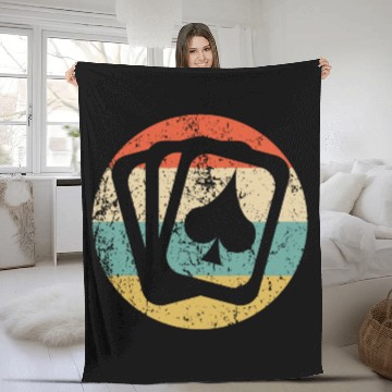 Discover Playing Cards Spades Icon Retro Poker Fleece Blankets