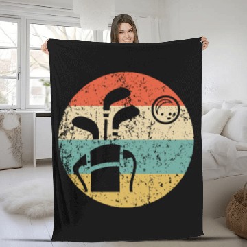 Discover Golf Clubs and Ball Icon Retro Golfing Fleece Blankets