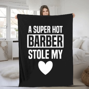 Discover Valentine Gift Her Super Hot Barber Stole My Heart Fleece Blankets