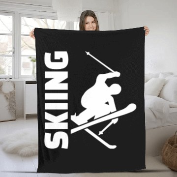 Discover Skiing Fleece Blankets