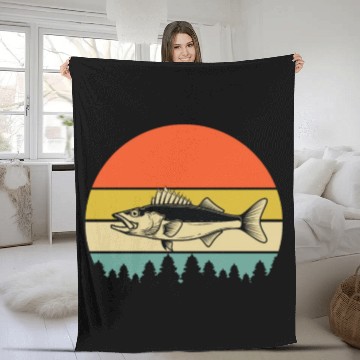 Discover Walleye Fishing Fleece Blankets