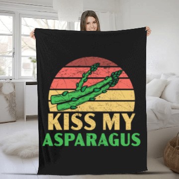 Discover Kiss My Asparagus Lover Vegan Vegetable Vegetarian Fleece Blankets