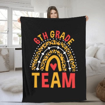 Discover Leopard Rainbow Back To School 6th Grade Team Fleece Blankets