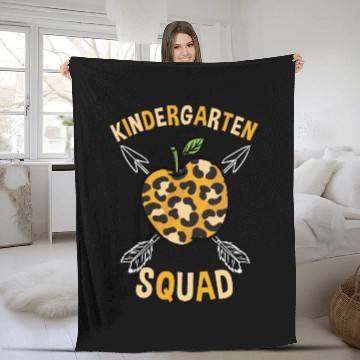 Discover Kindergarten Back To School Squad Leopard Print Fleece Blankets