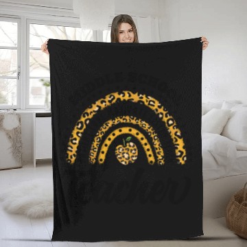 Discover Leopard Print Middle School Teacher Rainbow Fleece Blankets