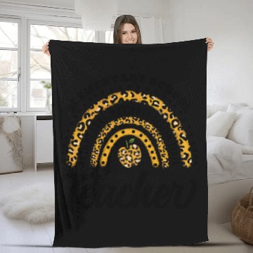 Discover Leopard Print Elementary School Teacher Rainbow Fleece Blankets
