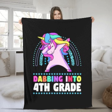 Discover Back To School Dabbing Unicorn Rainbow 4th Grade Fleece Blankets